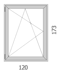 120×173 Műanyag ablak egyszárnyú bukó–nyíló