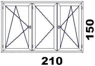 210×150 Műanyag ablak sorolt szerkezet egyszárnyú + középen felnyíló