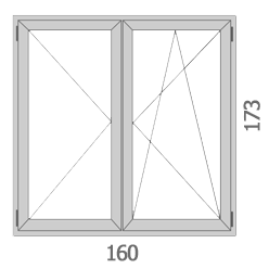 160×173 Műanyag ablak kétszárnyú bukó-nyíló