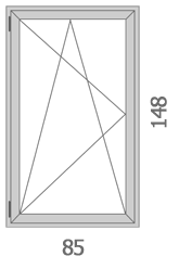 85×148 Műanyag ablak egyszárnyú bukó–nyíló